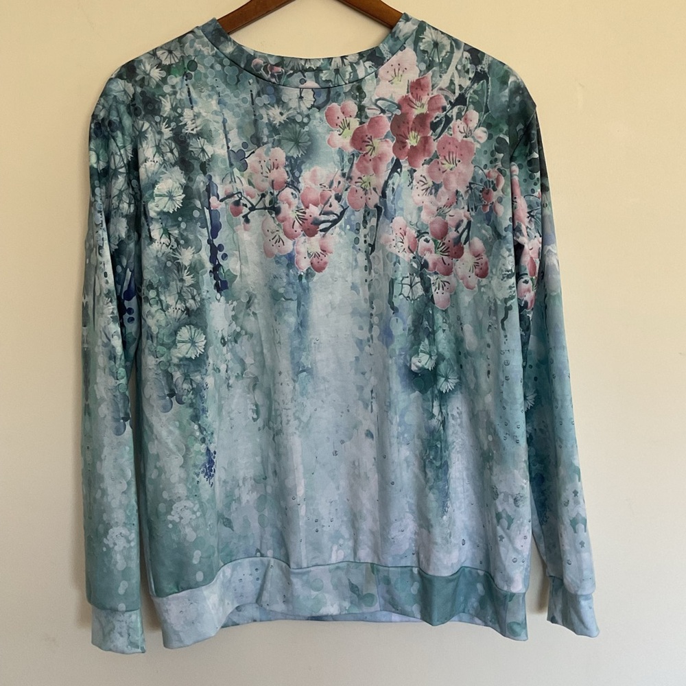 Turquoise Floral Long Sleeve Tee